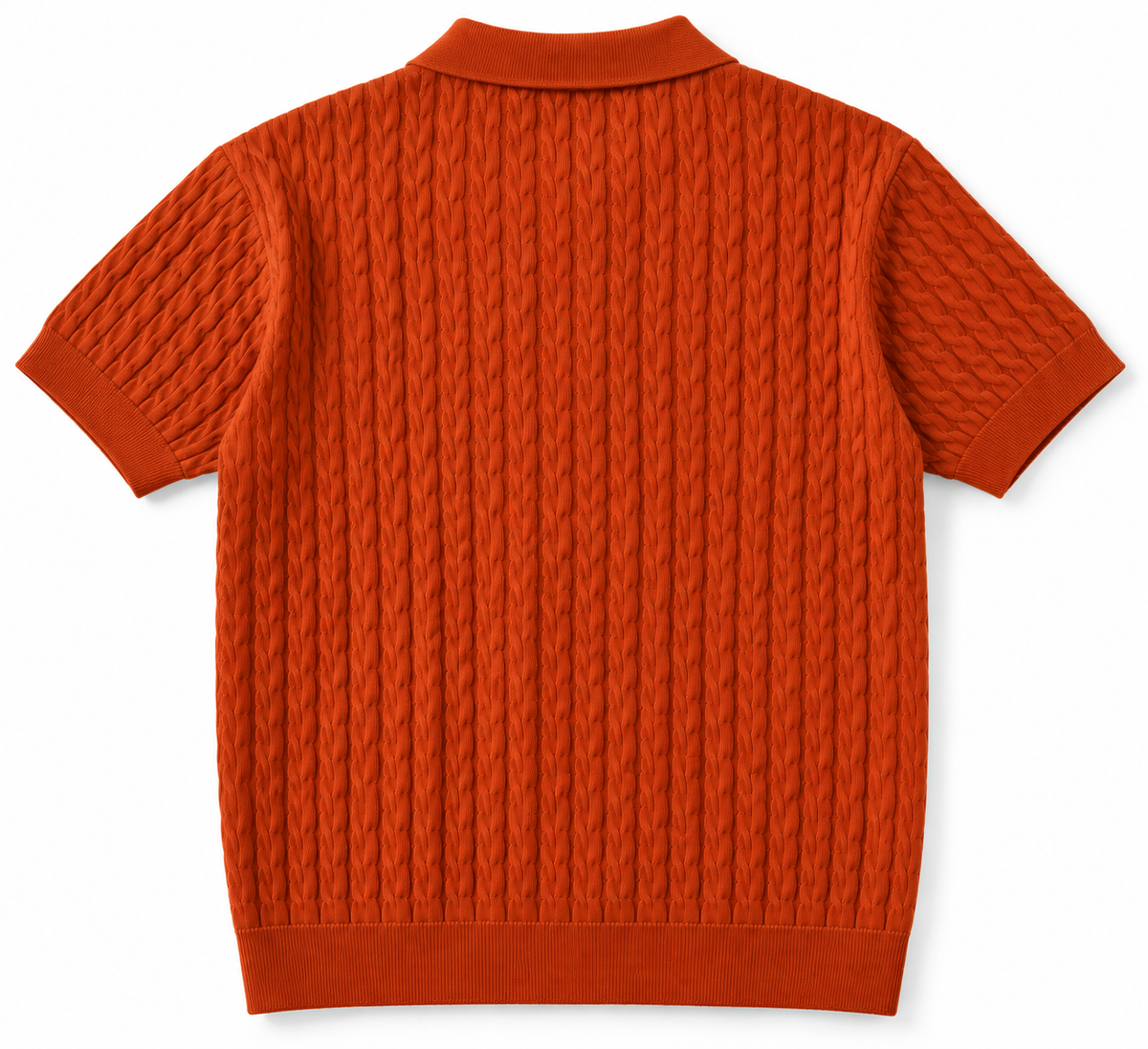 LOGAN Men’s Premium Burnt Orange Cable Knit Polo T-Shirt
