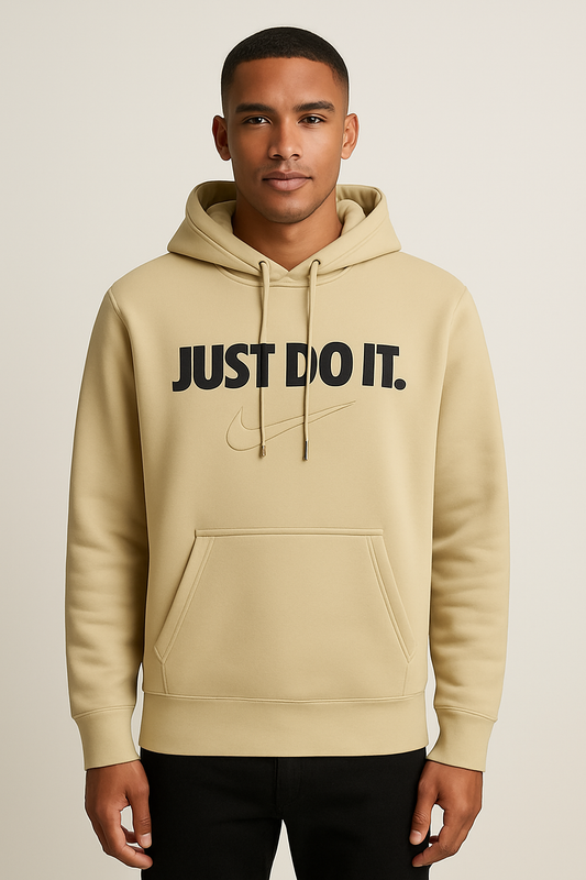 Nike Beige Luxury Hoodie – Just Do It Signature Edition