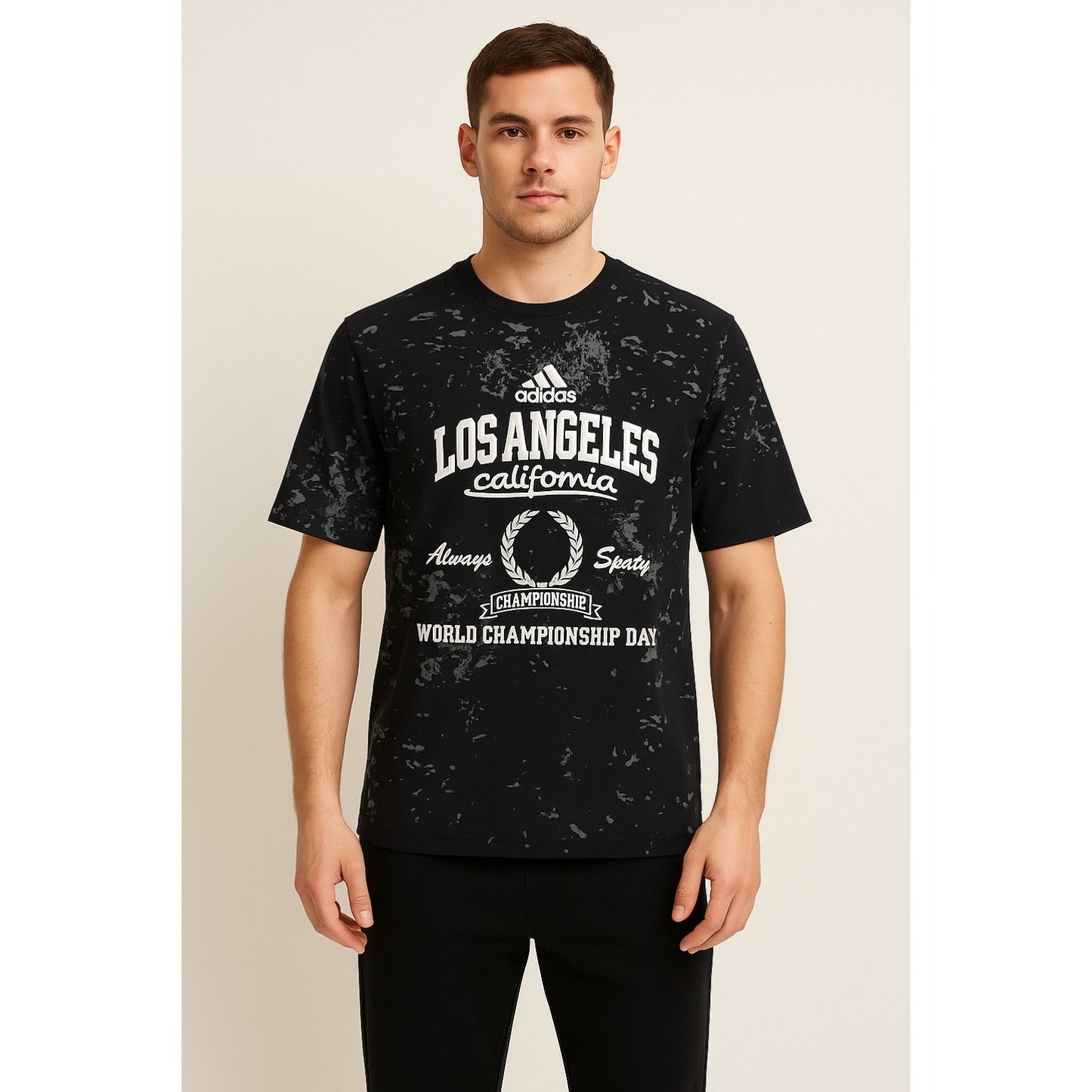 Adidas Designer Black Tee – Sporty Los Angeles Championship Edition