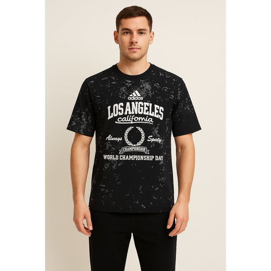 Adidas Designer Black Tee – Sporty Los Angeles Championship Edition