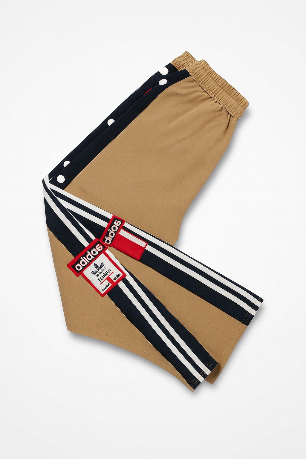 ADIDAS MEN'S BROWN TRACK PANTS WITH SIDE BUTTONS | CLASSIC THREE STRIPES CASUAL SPORTSWEAR TROUSERS