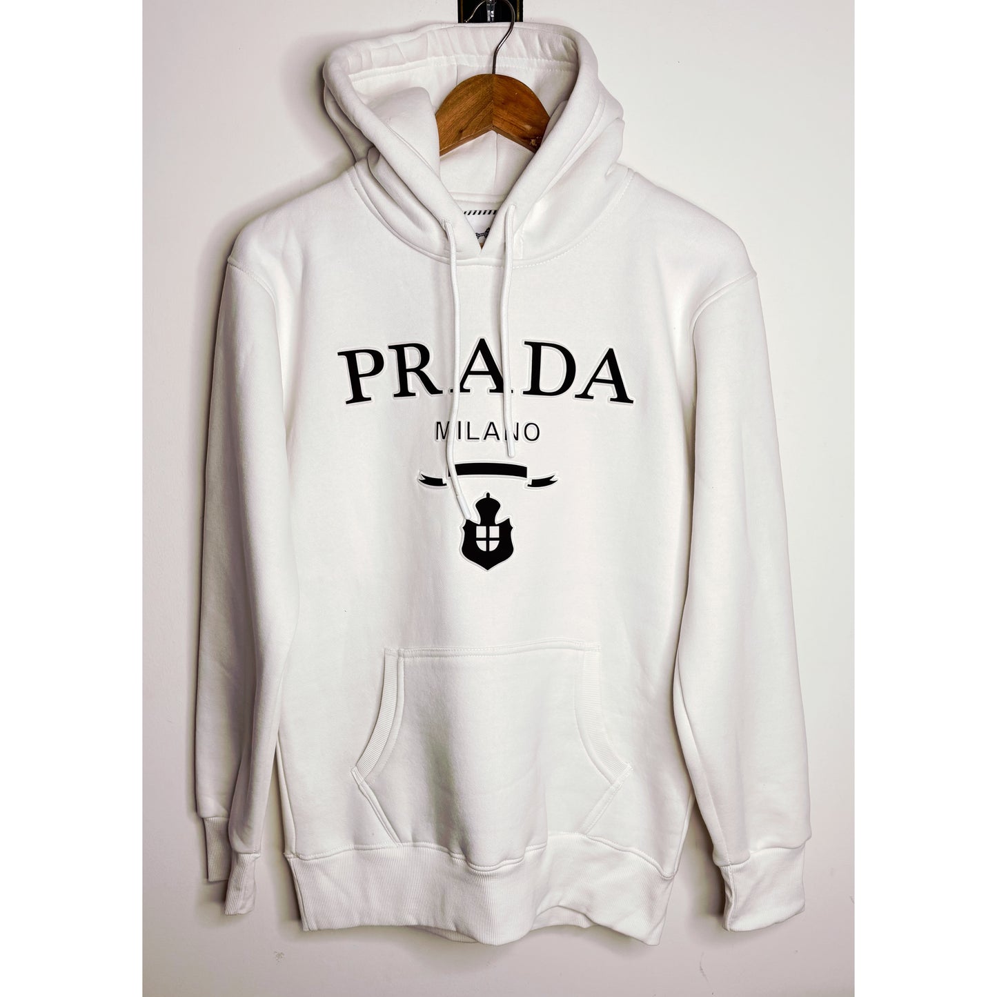 Prada Milano Luxury Essentials Hoodie – Pure White Edition
