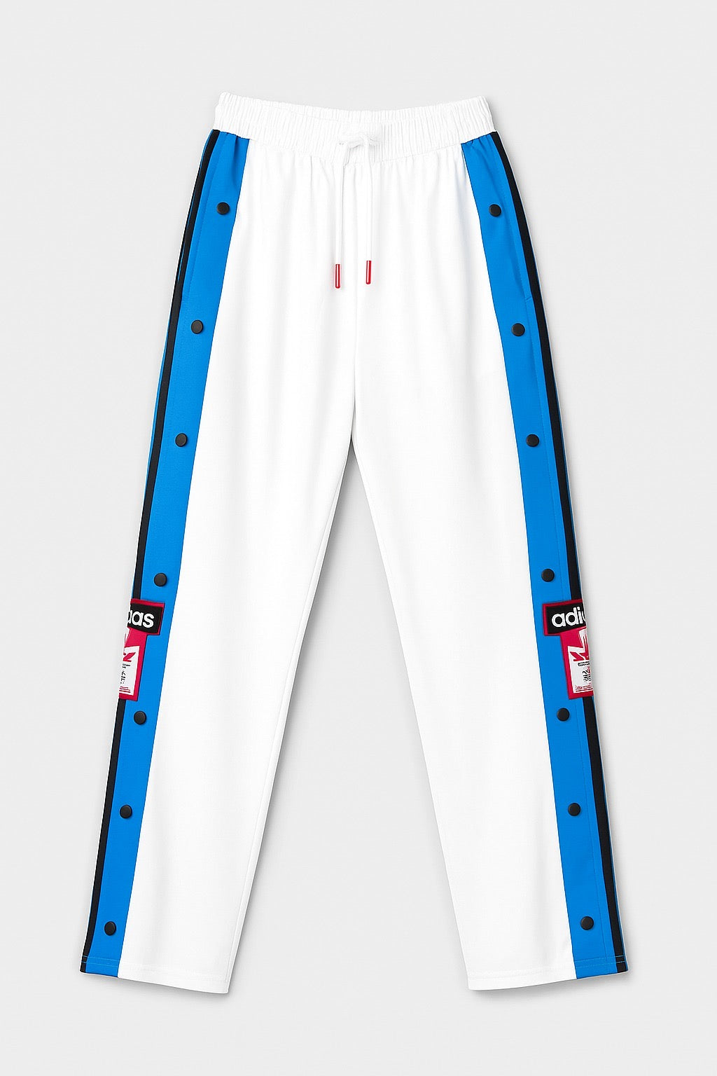 ADIDAS MEN'S WHITE TRACK PANTS WITH SIDE BUTTONS | CLASSIC THREE STRIPES CASUAL SPORTSWEAR TROUSERS