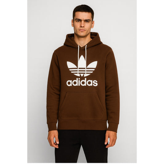 Adidas Originals Luxury Brown Hoodie – Iconic Trefoil Edition