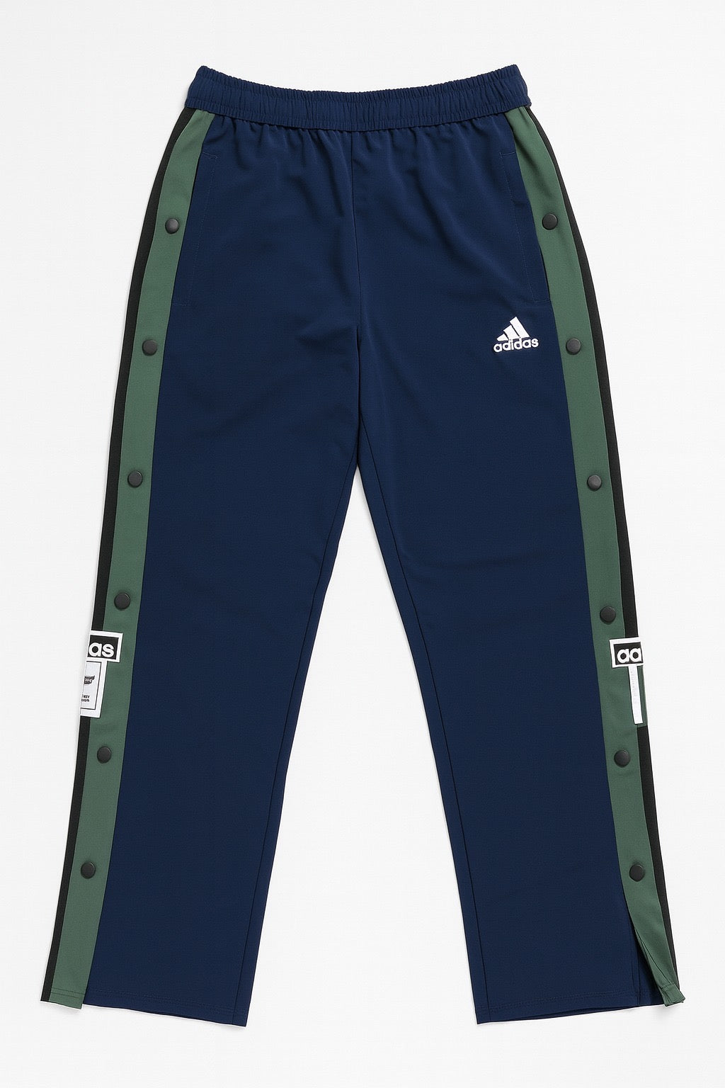 ADIDAS MEN'S BLUE TRACK PANTS WITH SIDE BUTTONS | CLASSIC THREE STRIPES CASUAL SPORTSWEAR TROUSERS