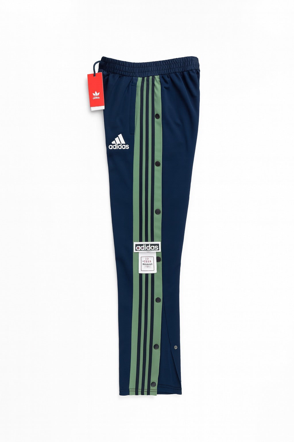 ADIDAS MEN'S BLUE TRACK PANTS WITH SIDE BUTTONS | CLASSIC THREE STRIPES CASUAL SPORTSWEAR TROUSERS
