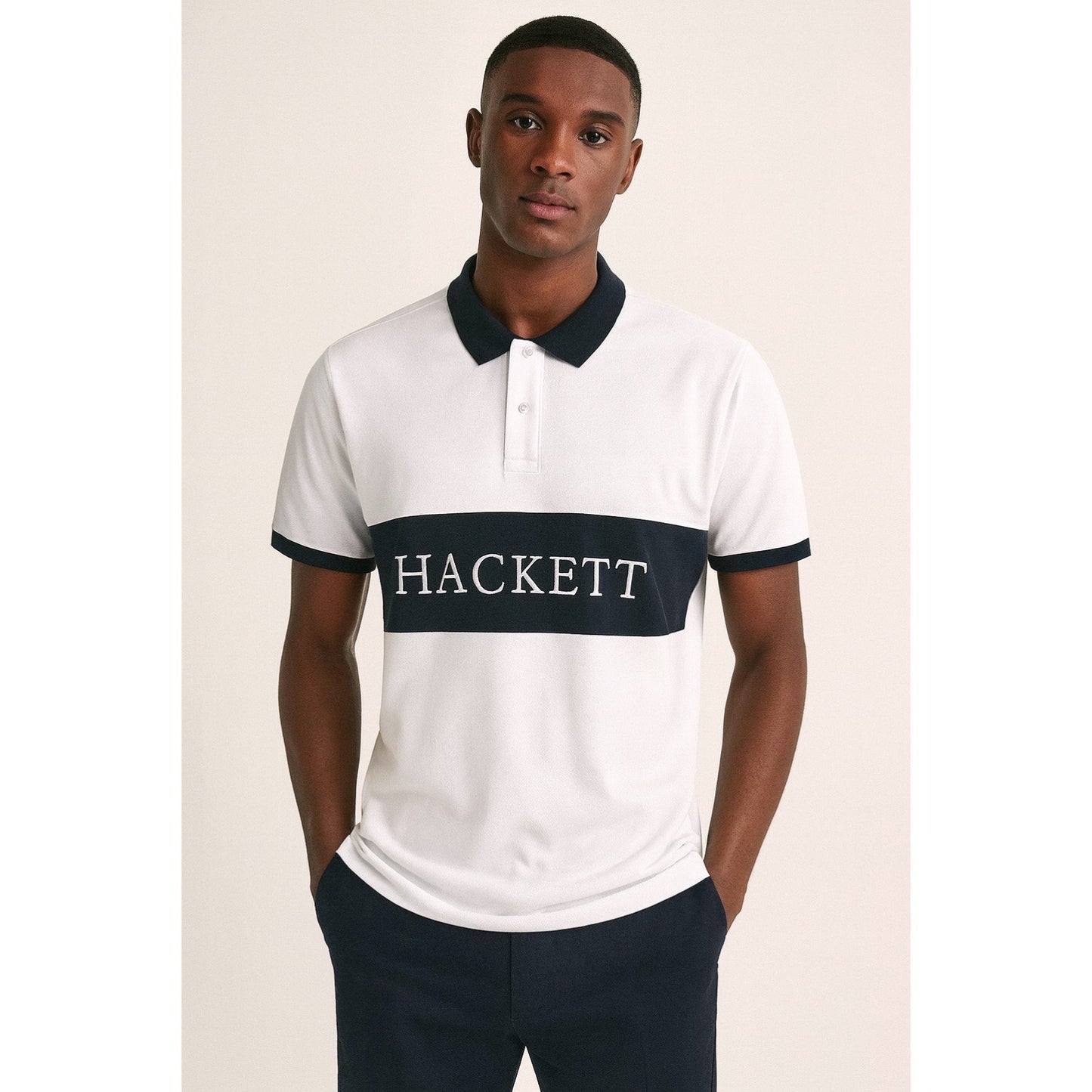 Luxury Hackett Polo Shirt – Timeless White with Black Detailing