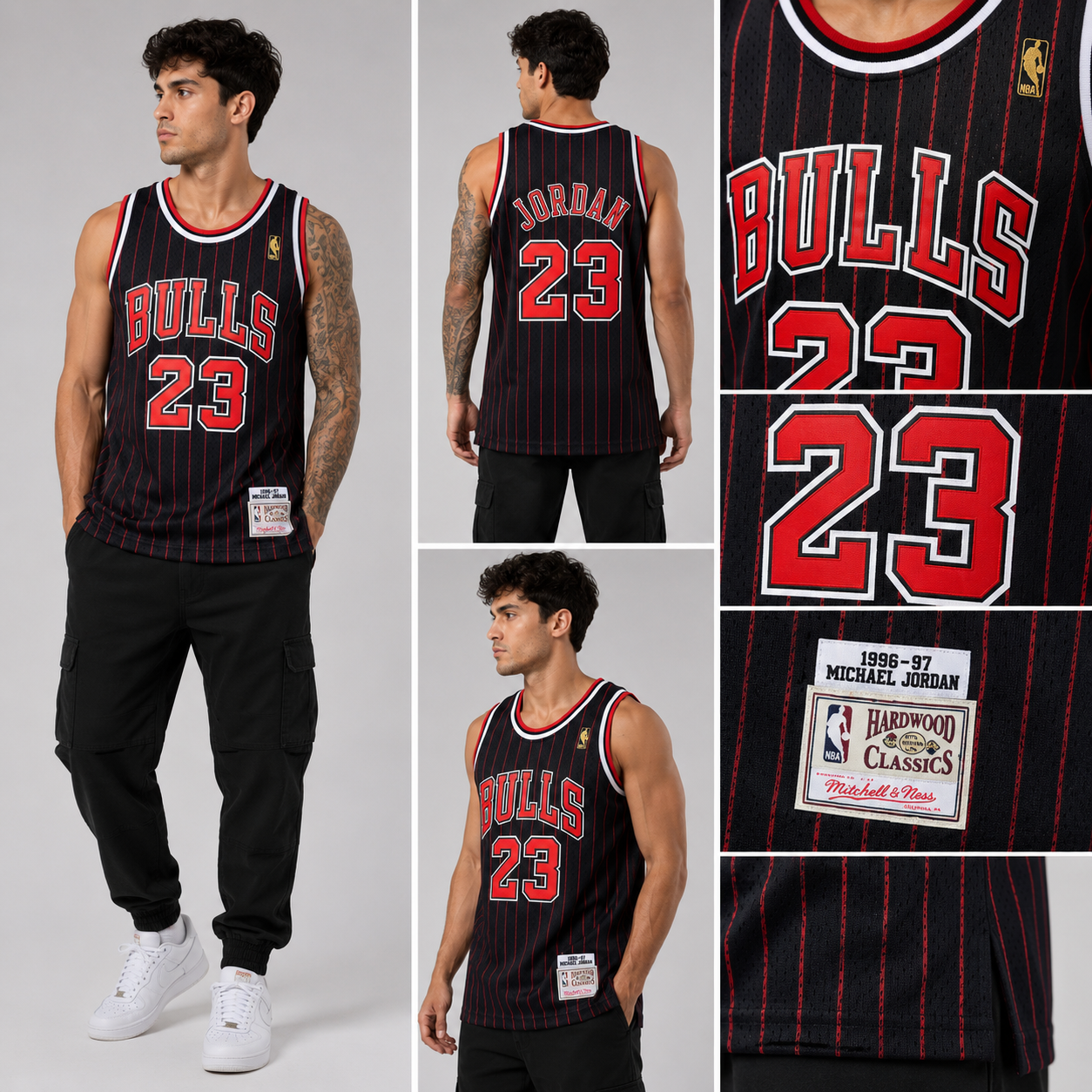 Mitchell & Ness Hardwood Classics Michael Jordan #23 Chicago Bulls Alternate Pinstripe Jersey