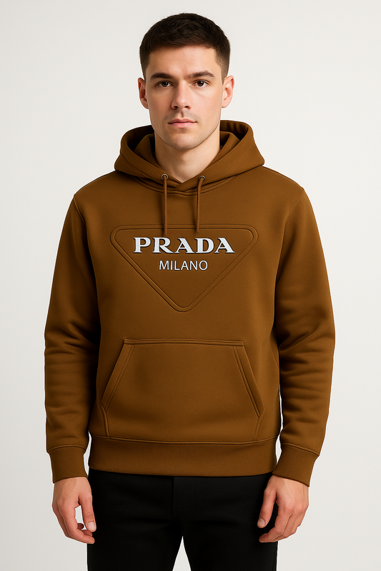Prada Milano Camel Brown Hoodie – Timeless Designer Wear