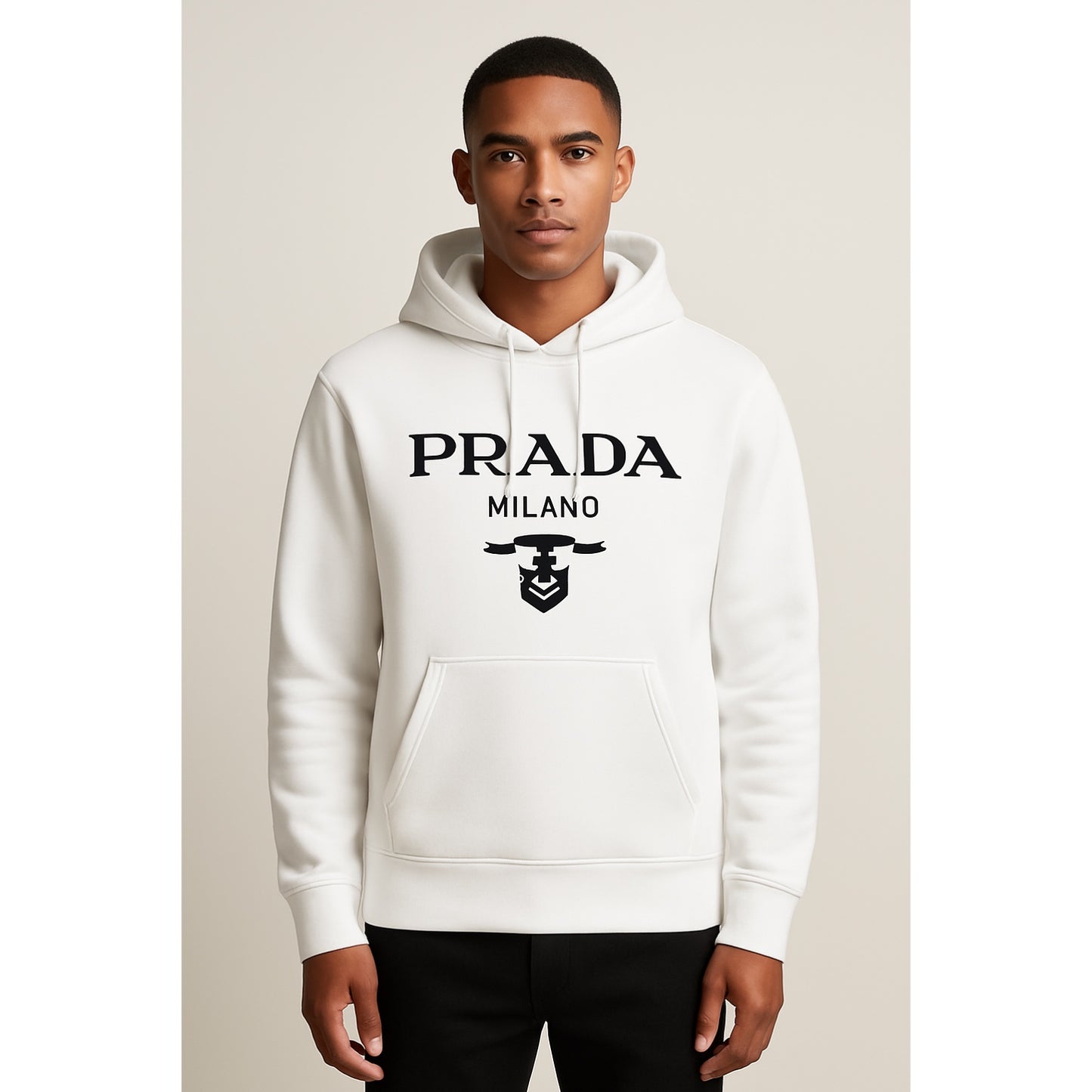 Prada Milano Luxury Essentials Hoodie – Pure White Edition