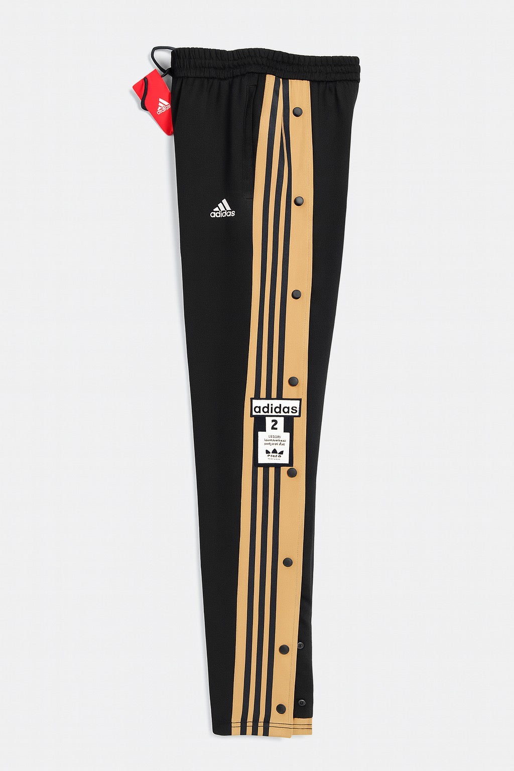 ADIDAS MEN'S BLACK TRACK PANTS WITH SIDE BUTTONS | CLASSIC THREE STRIPES CASUAL SPORTSWEAR TROUSERS
