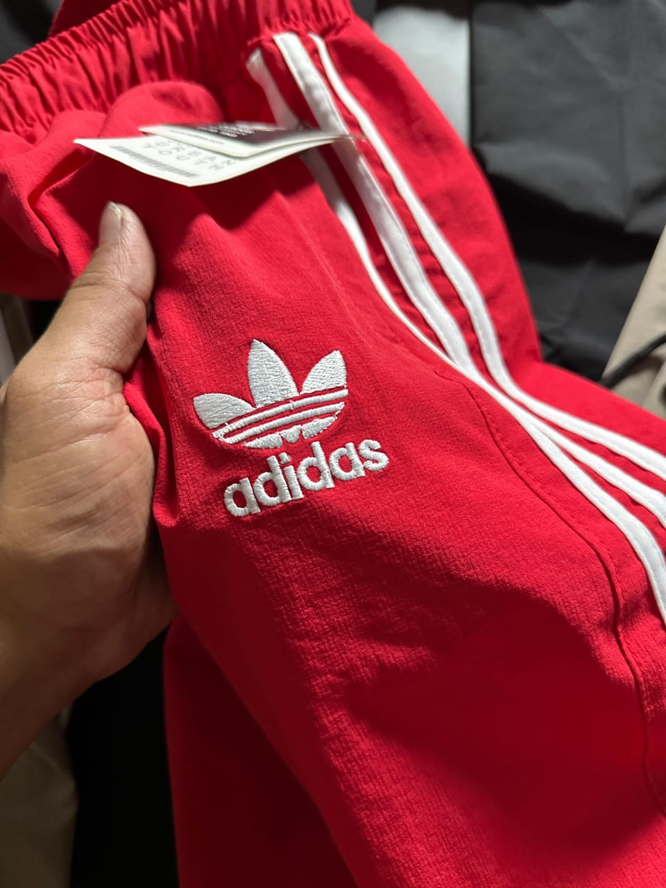 ADIDAS RED TRACK PANTS FOR MEN – CLASSIC THREE STRIPES SPORTSWEAR TRACK