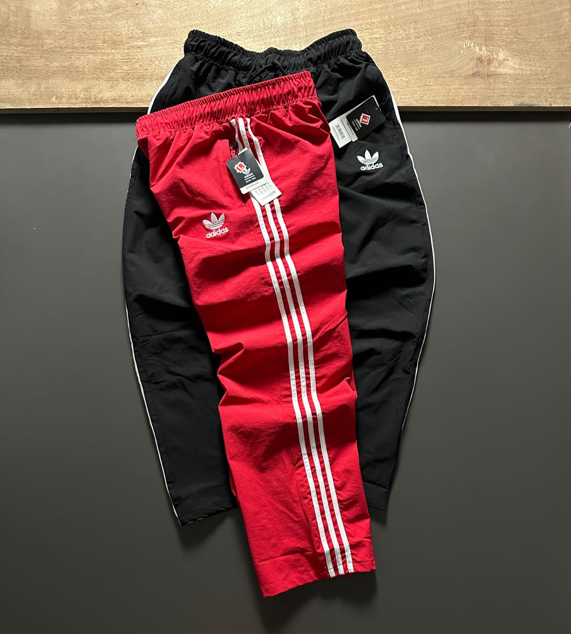 ADIDAS RED TRACK PANTS FOR MEN – CLASSIC THREE STRIPES SPORTSWEAR TRACK