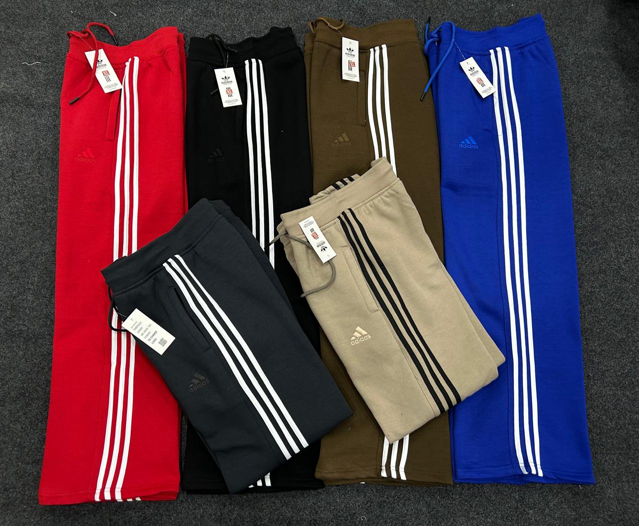 ADIDAS MEN’S PREMIUM COTTON (THREE THREADS FLES)TRACK PANTS – BLACK WITH WHITE STRIPES | ATHLEISURE JOGGERS | COMFORT FIT SPORTSWEAR