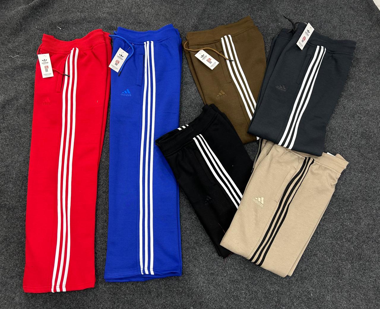 ADIDAS MEN’S PREMIUM COTTON (THREE THREADS FLES)TRACK PANTS – BLACK WITH WHITE STRIPES | ATHLEISURE JOGGERS | COMFORT FIT SPORTSWEAR