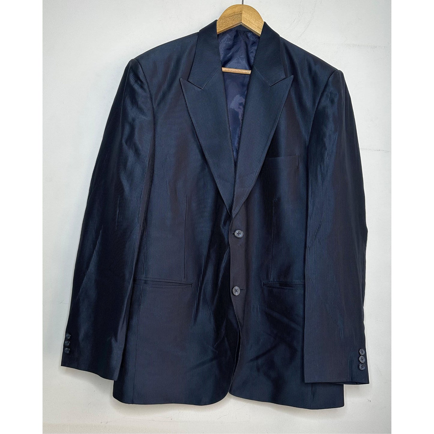 STRIPED SINGLE-BREASTED SLIM FIT 3-PIECE SUIT SET SIZE L