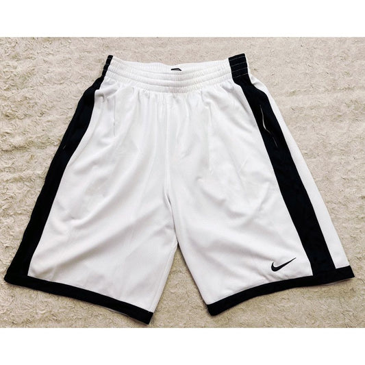 NIKE WHITE WITH BLACK STRAP PREMIUM SHORTS SIZE S