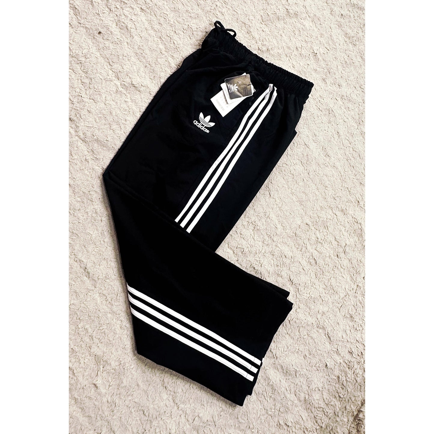 ADIDAS BLACK TRACK PANTS FOR MEN – CLASSIC THREE STRIPES SPORTSWEAR TRACK