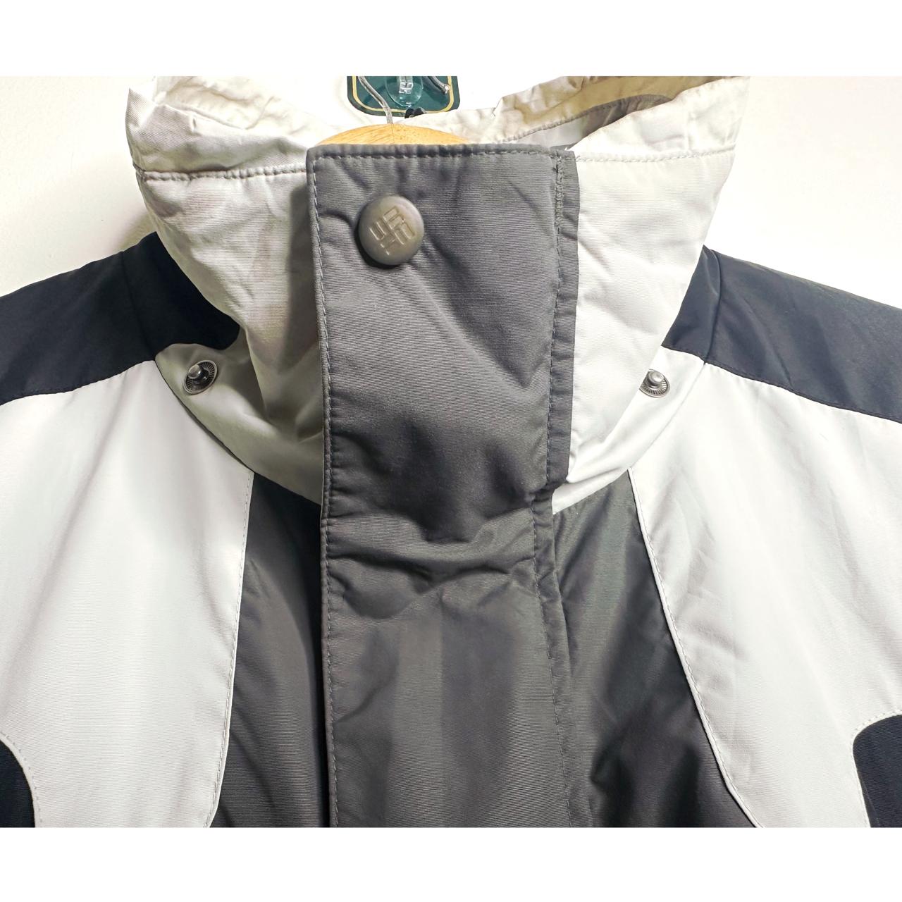 COLUMBIA MEN'S BLACK AND GRAY COLORBLOCK WINDBREAKER JACKET WITH HIGH COLLAR SIZE 2XL