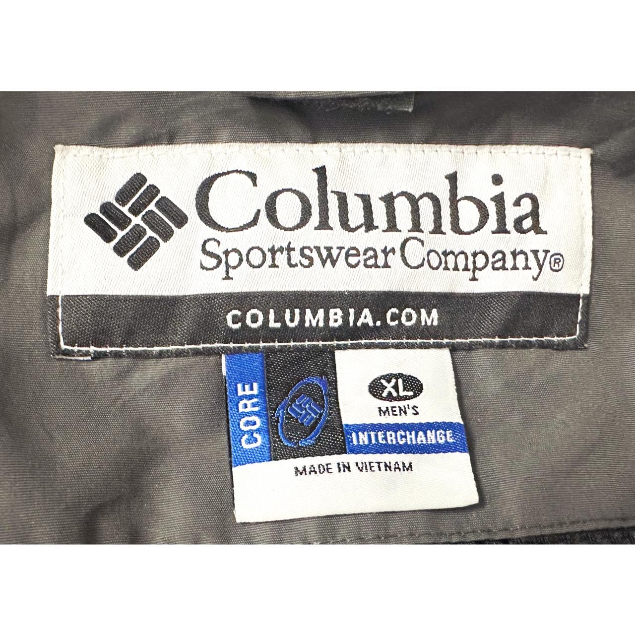 COLUMBIA MEN'S BLACK AND GRAY COLORBLOCK WINDBREAKER JACKET WITH HIGH COLLAR SIZE 2XL