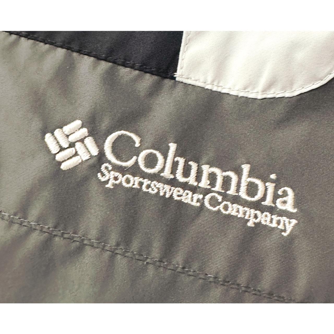 COLUMBIA MEN'S BLACK AND GRAY COLORBLOCK WINDBREAKER JACKET WITH HIGH COLLAR SIZE 2XL