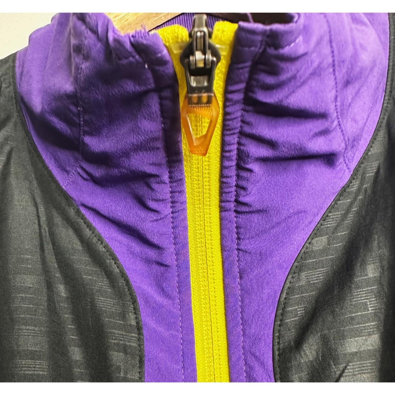 ADIDAS PURPLE AND BLACK FULL-ZIP JACKET WITH YELLOW ACCENTS SIZE XL