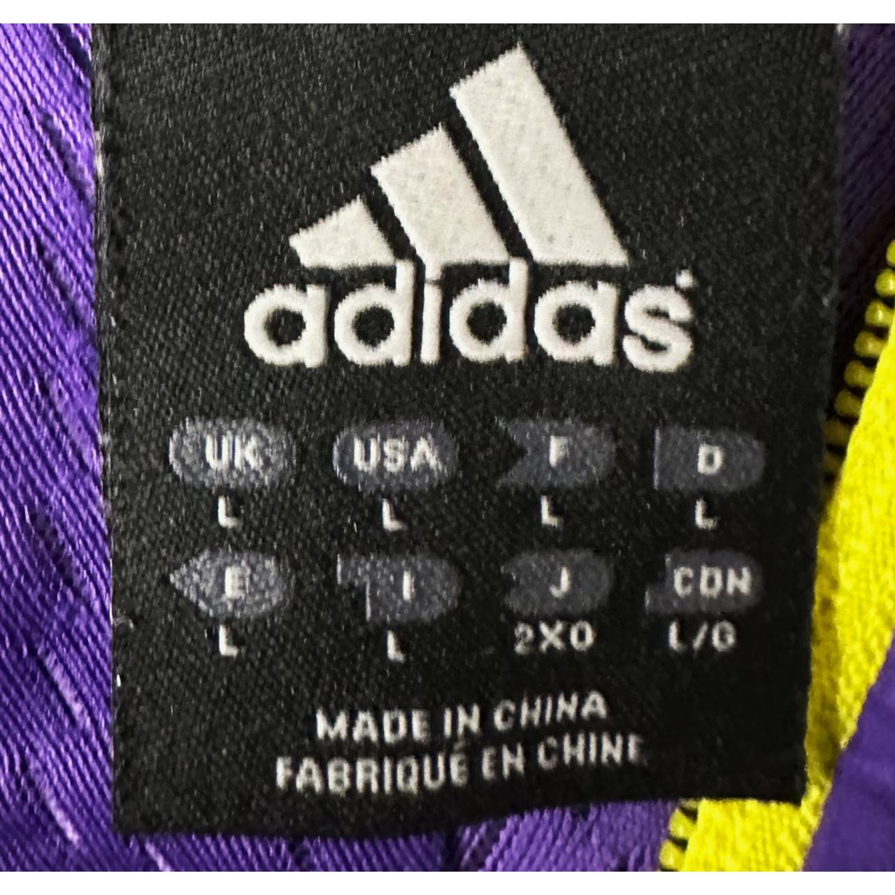 ADIDAS PURPLE AND BLACK FULL-ZIP JACKET WITH YELLOW ACCENTS SIZE XL