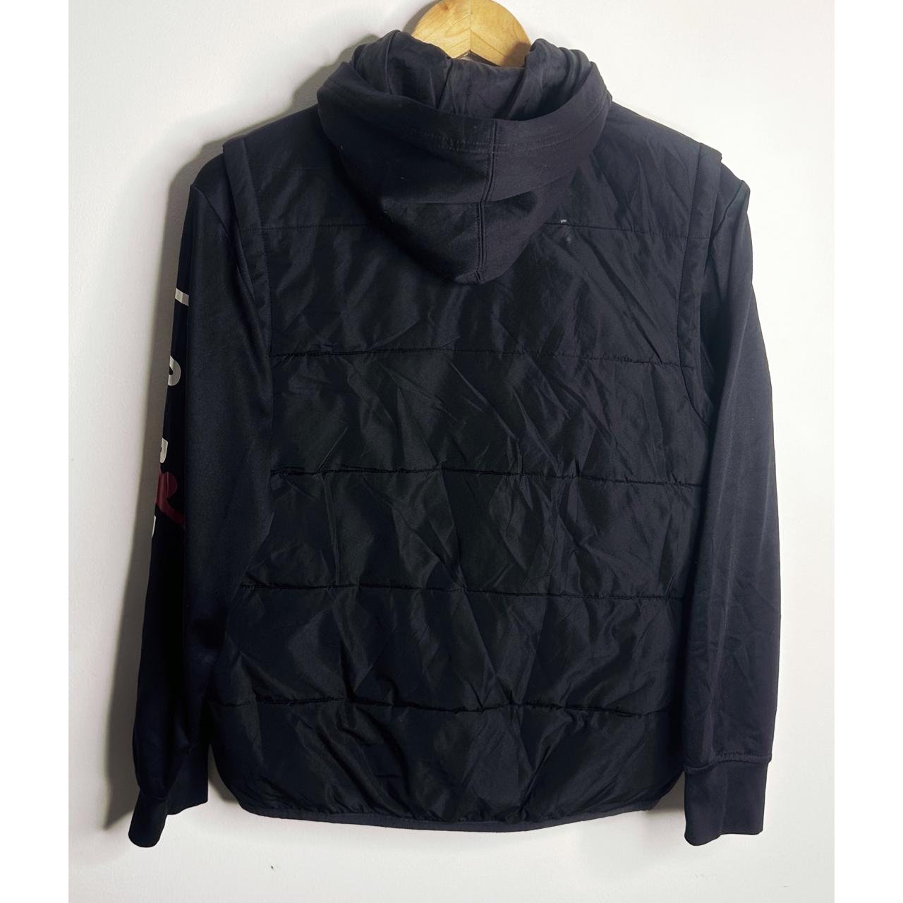 BLACK JORDAN HOODED JACKET WITH FRONT ZIP AND SLEEVE LOGO PRINT SIZE S