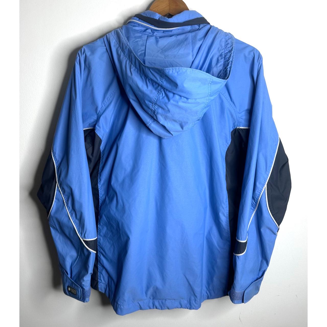 COLUMBIA SPORTSWEAR COMPANY MEN'S BLUE HOODED INTERCHANGE JACKET WITH BLACK AND WHITE TRIM