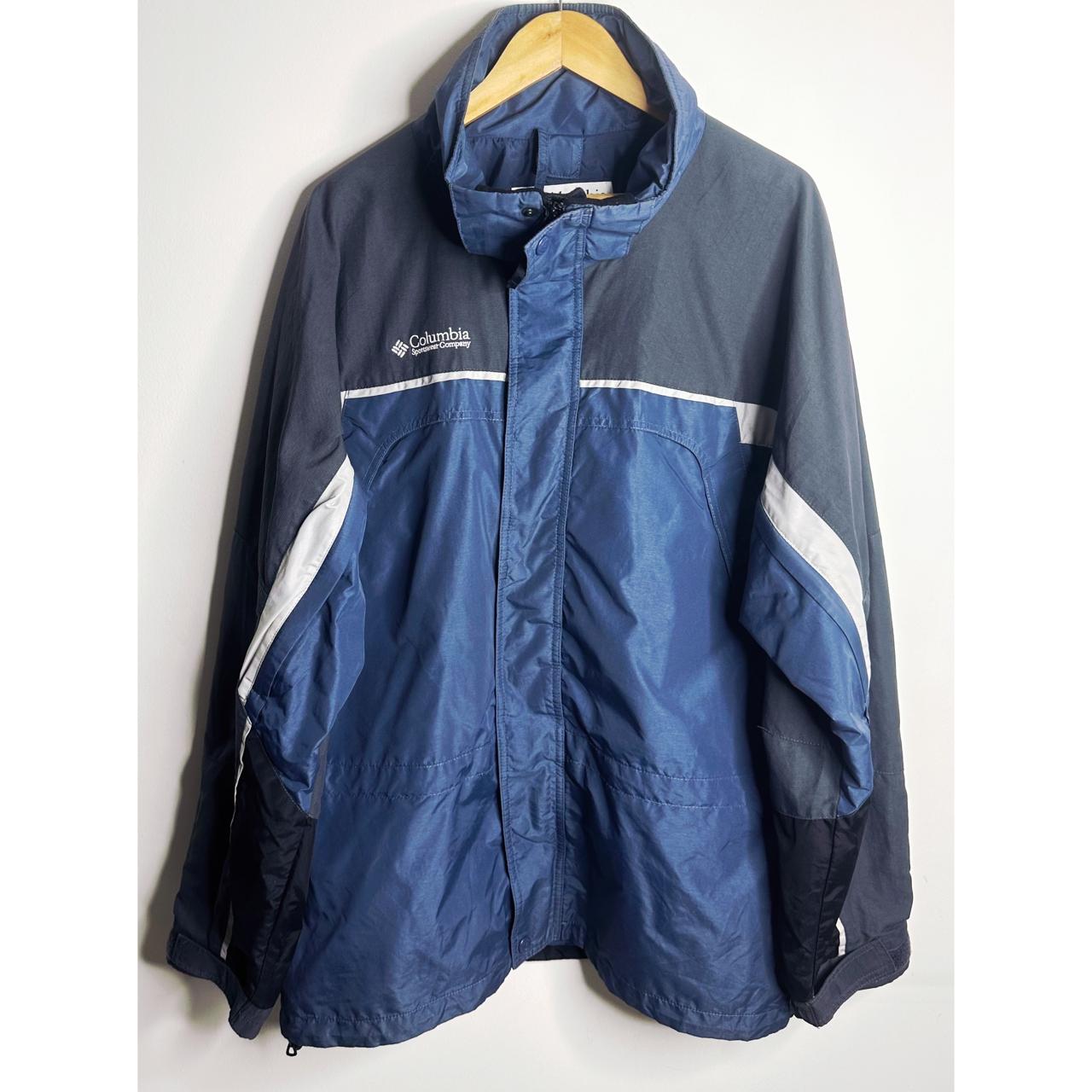COLUMBIA SPORTSWEAR COMPANY MEN'S BLUE INTERCHANGE JACKET WITH WHITE STRIPE DETAIL SIZE 3XL