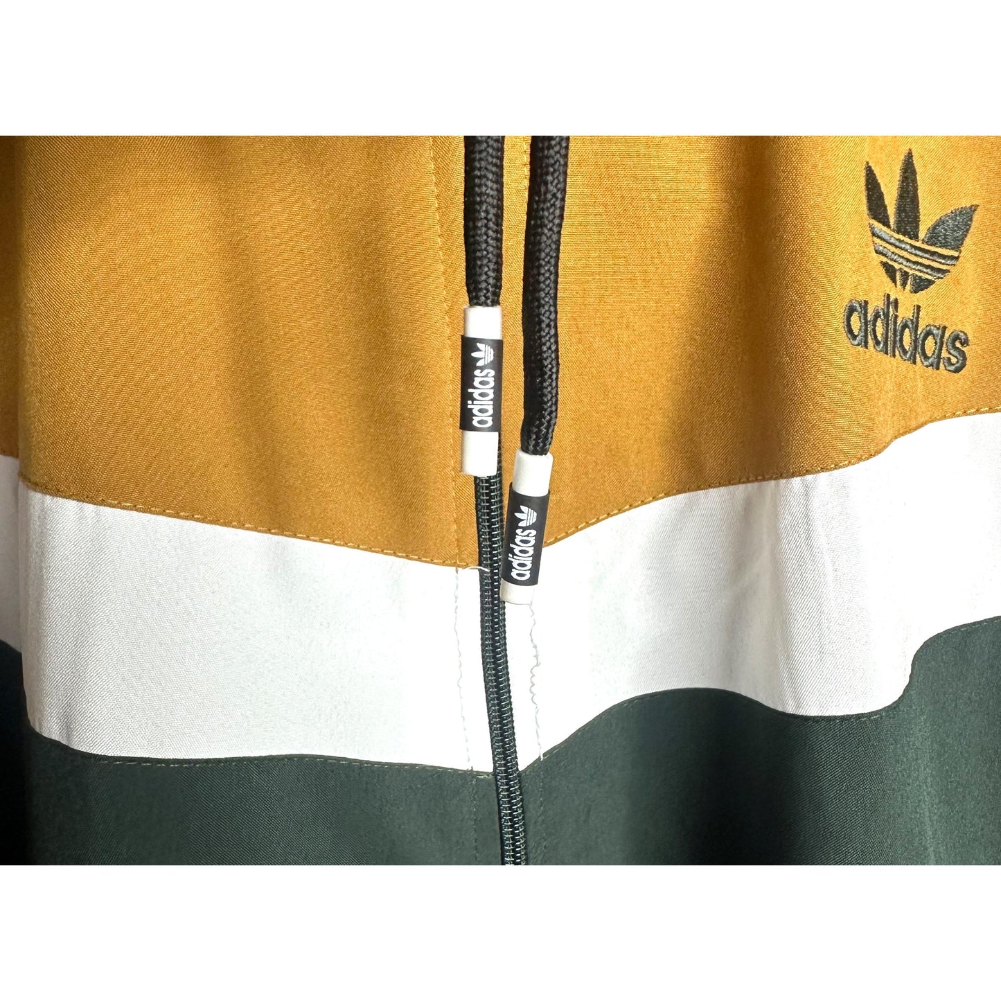 Adidas Originals Water-Resistant Hooded Jacket – Beige, White & Black | Embroidered Logo