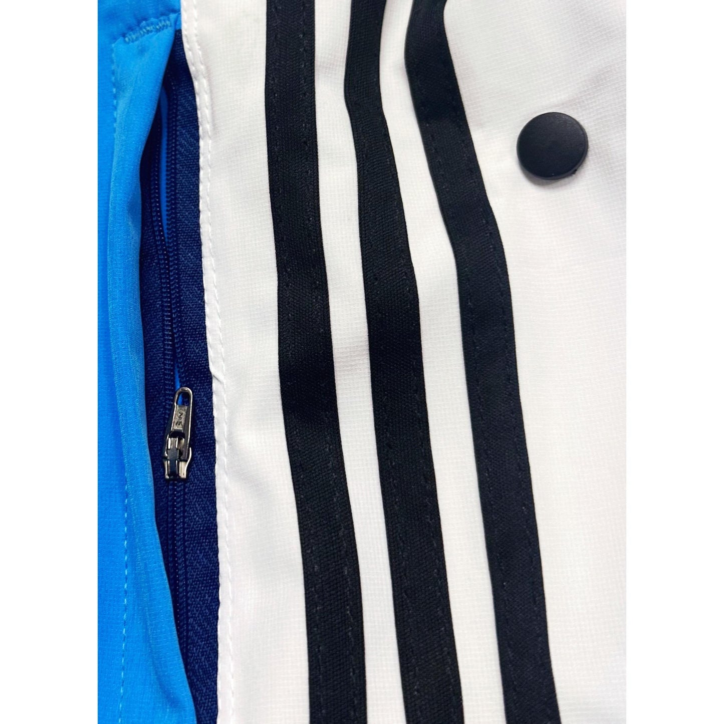 ADIDAS MEN'S BLUE TRACK PANTS WITH SIDE BUTTONS | CLASSIC THREE STRIPES CASUAL SPORTSWEAR TROUSERS