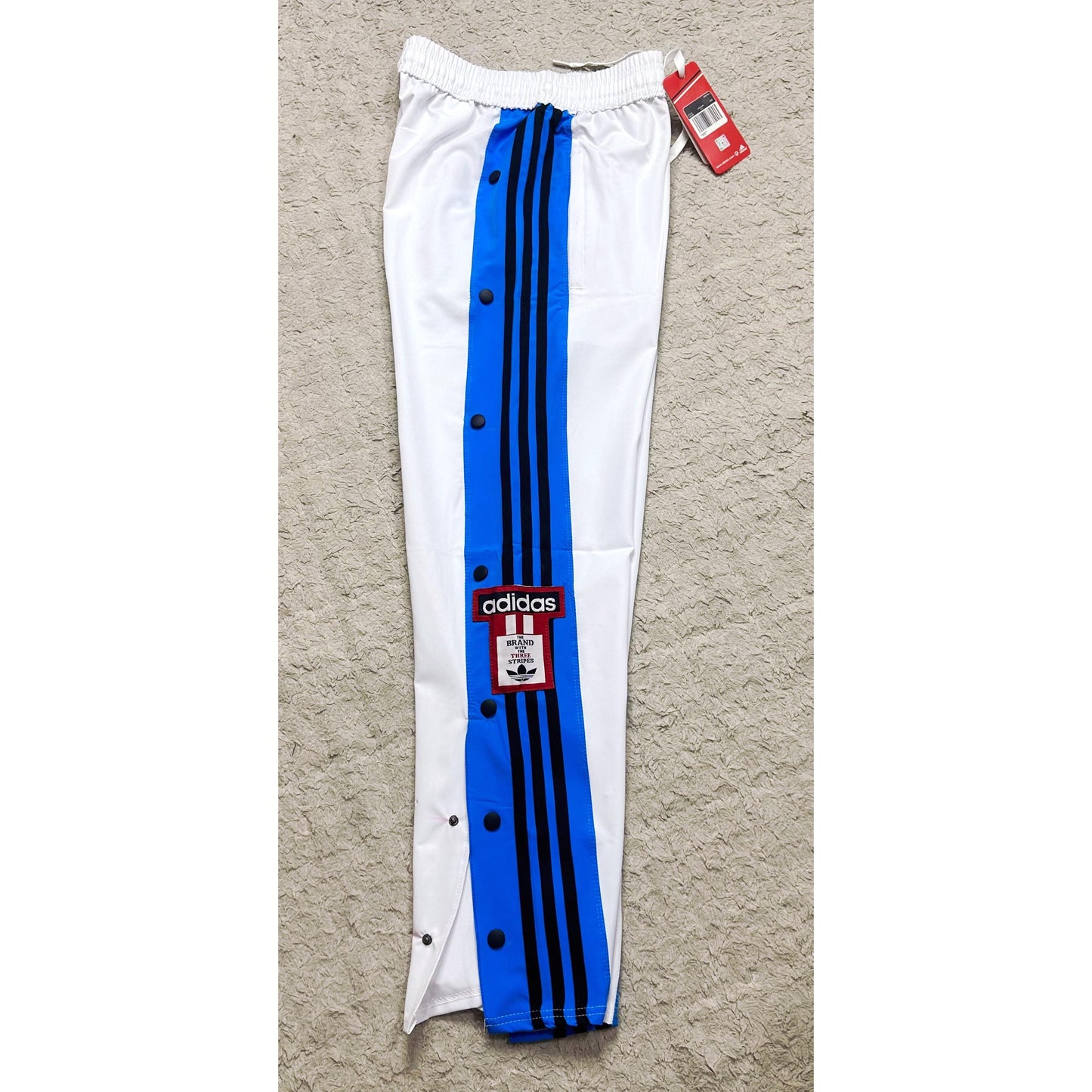 ADIDAS MEN'S WHITE TRACK PANTS WITH SIDE BUTTONS | CLASSIC THREE STRIPES CASUAL SPORTSWEAR TROUSERS