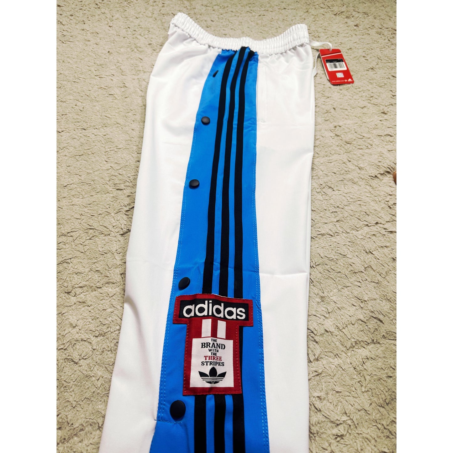 ADIDAS MEN'S WHITE TRACK PANTS WITH SIDE BUTTONS | CLASSIC THREE STRIPES CASUAL SPORTSWEAR TROUSERS
