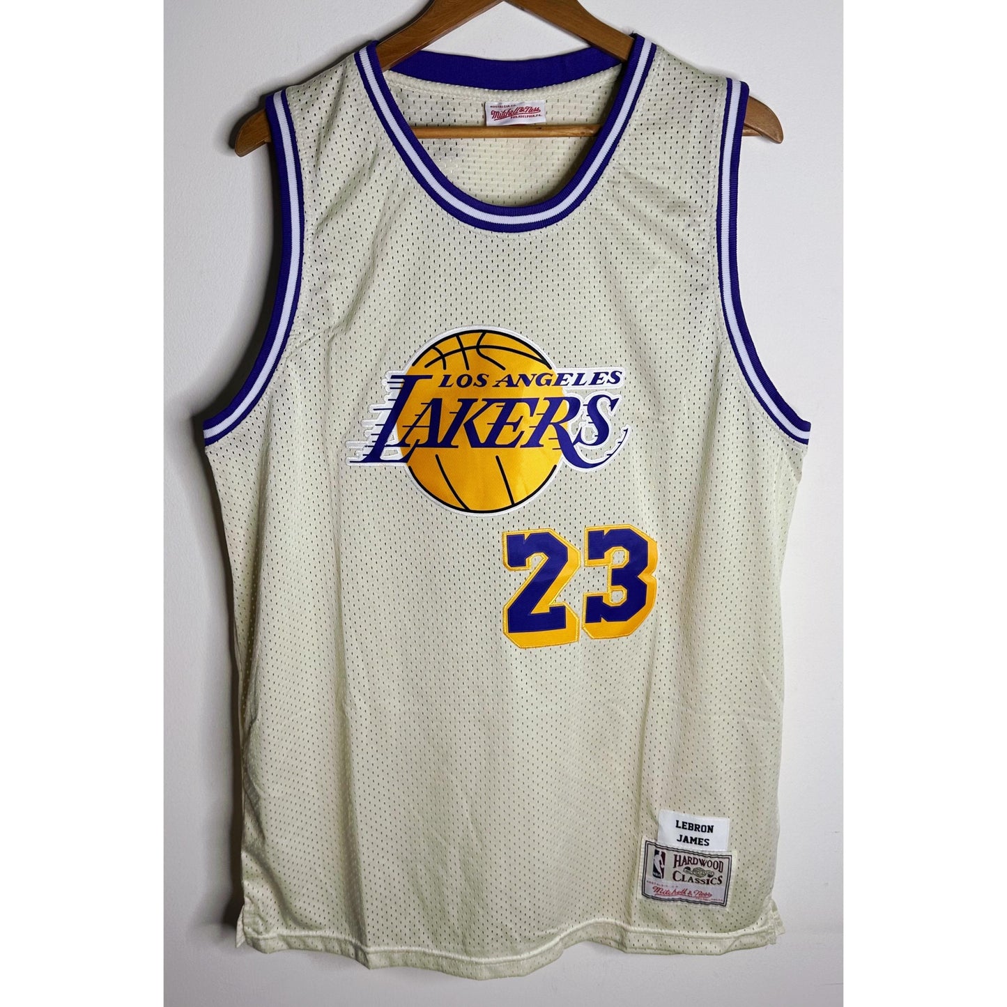 NIKE LOS ANGELES LAKERS JAMES NO 23 CREEM AND BLUE PREMIUM BASKETBALL JERSEY