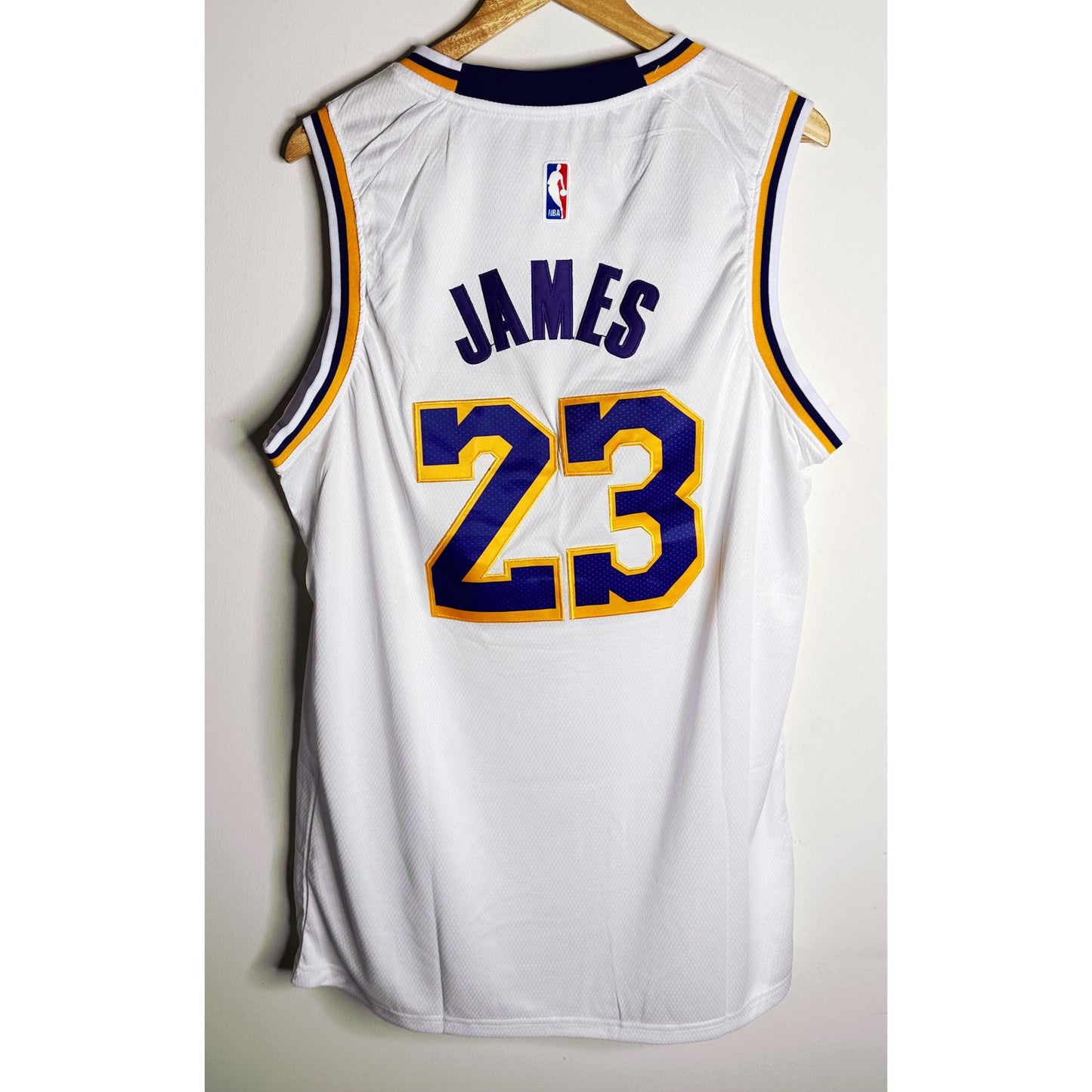 NIKE BIBIGO LAKERS NO 23 WHITE YELLOW PURPLE PREMIUM BASKETBALL JERSEY