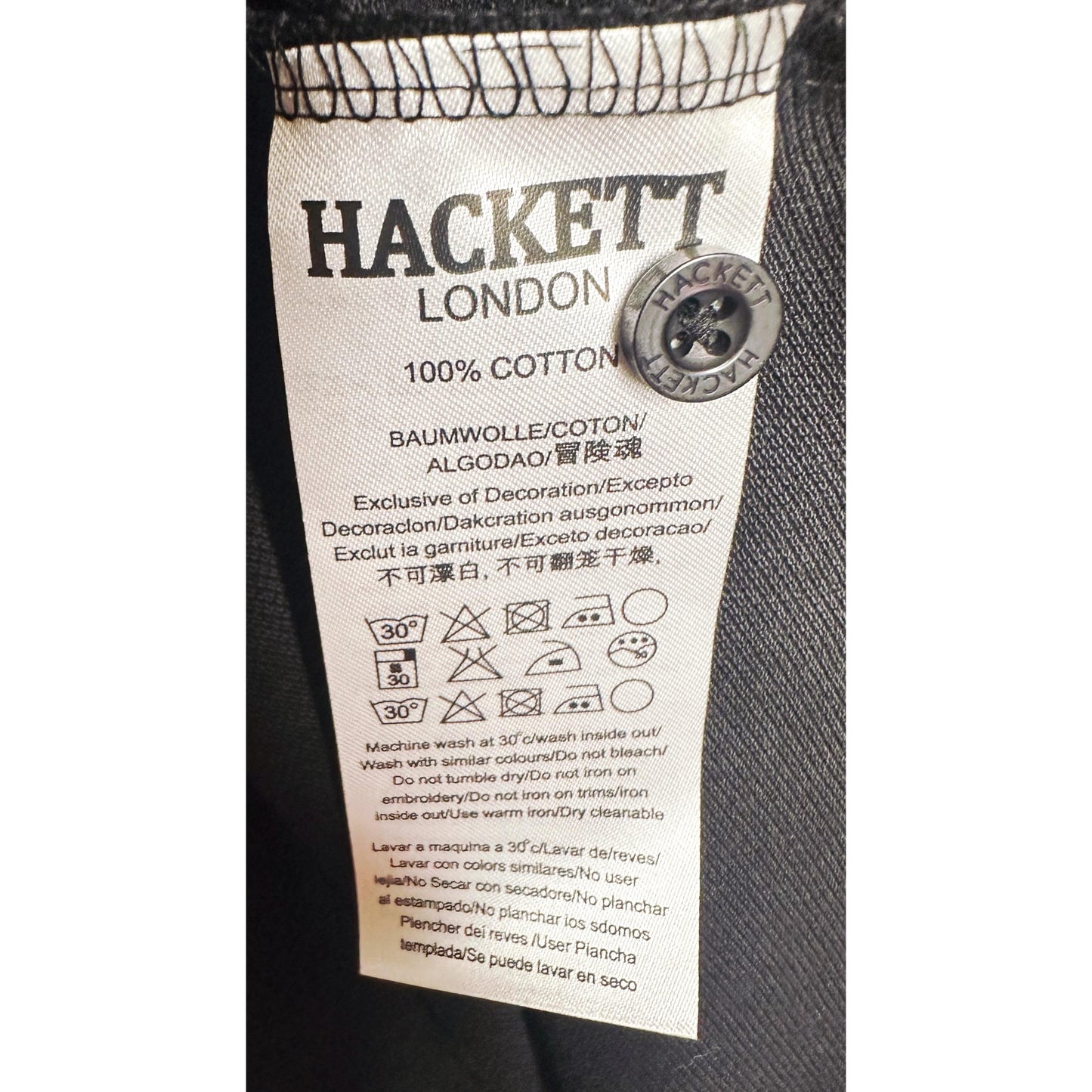 Hackett London Polo – Black with Signature Striped Panel Detailing