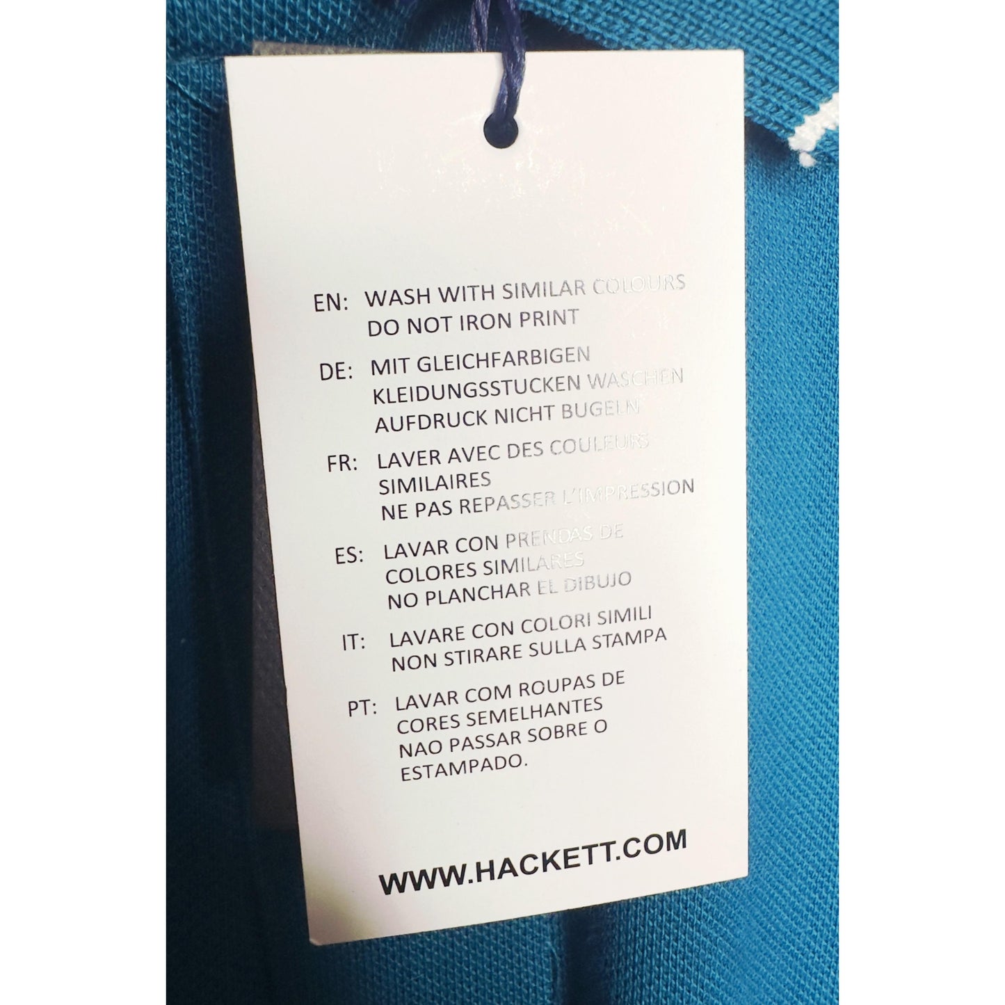 Hackett Premium Sport Polo Tee – Refined Blue with White & Gold Detailing