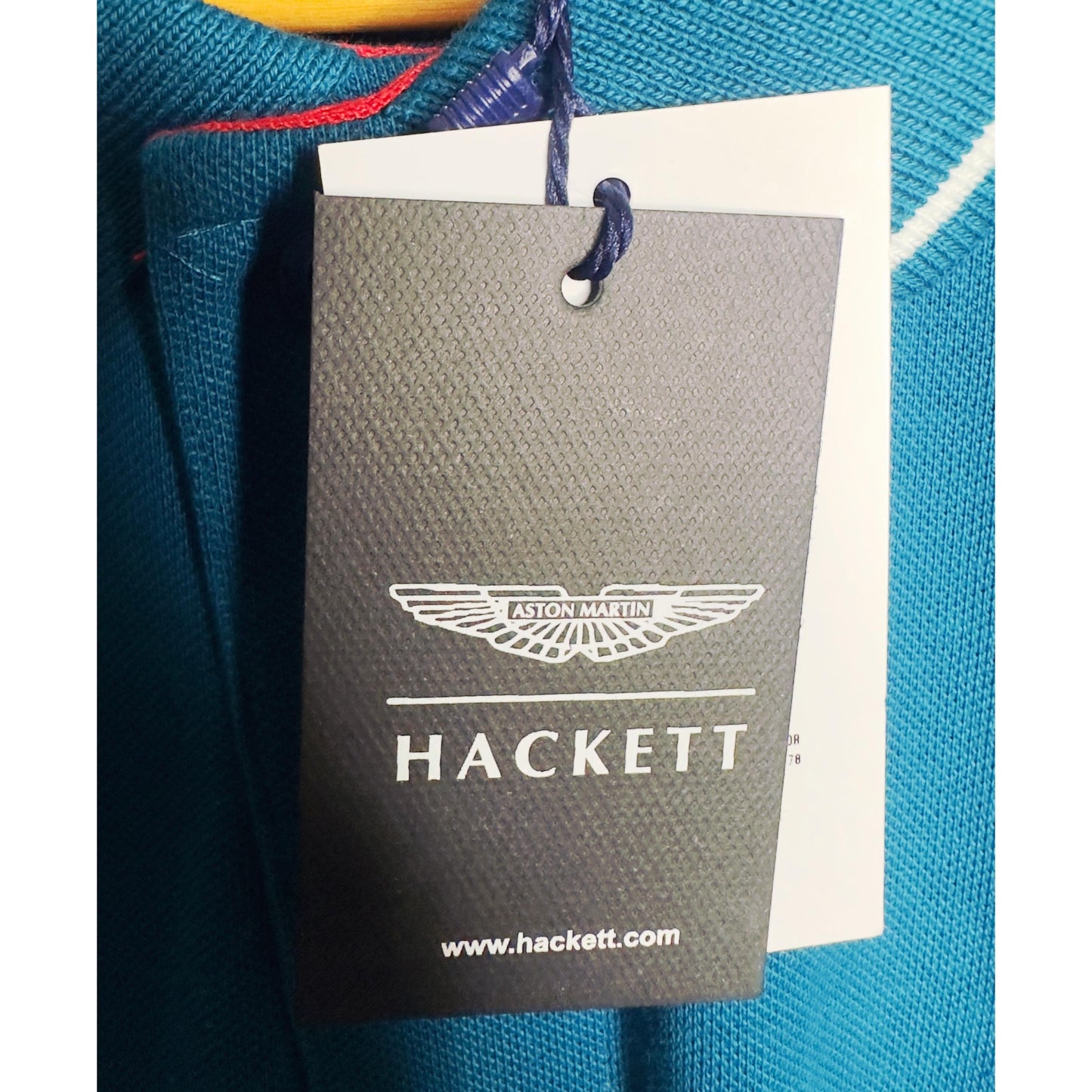 Hackett Premium Sport Polo Tee – Refined Blue with White & Gold Detailing