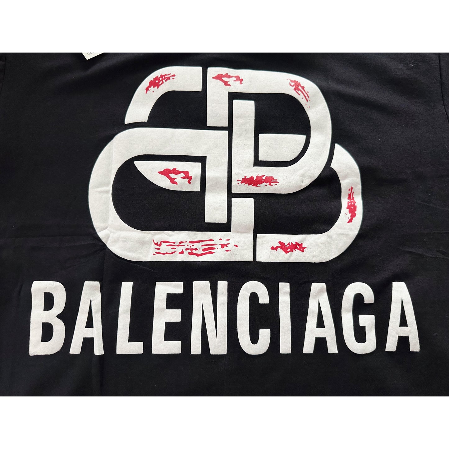 BALENCIAGA MEN’S PREMIUM COTTON T-SHIRT – BLACK MULTICOLOR PRINT | OVERSIZED STREETWEAR STYLE | CASUAL & LUXURY FASHION TEE