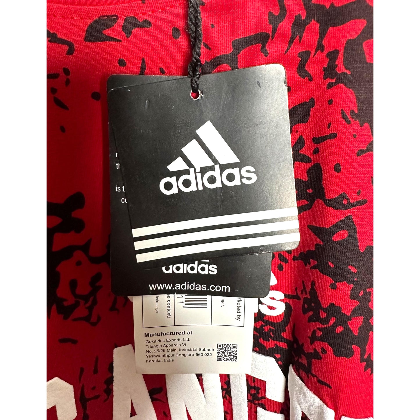 Adidas Designer Streetwear Tee – Red with Bold Puff Print Detailing
