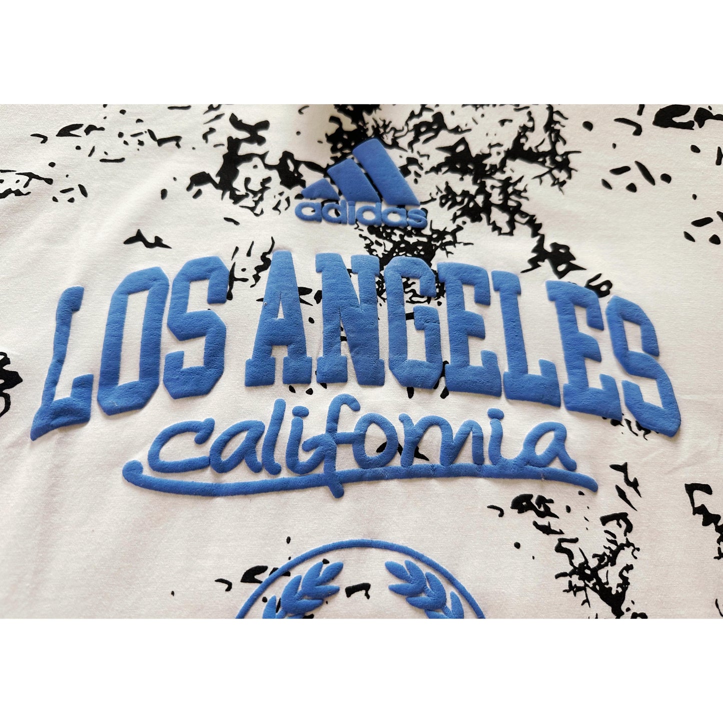 Adidas Signature White Graphic Tee – Los Angeles California Championship w Puff print