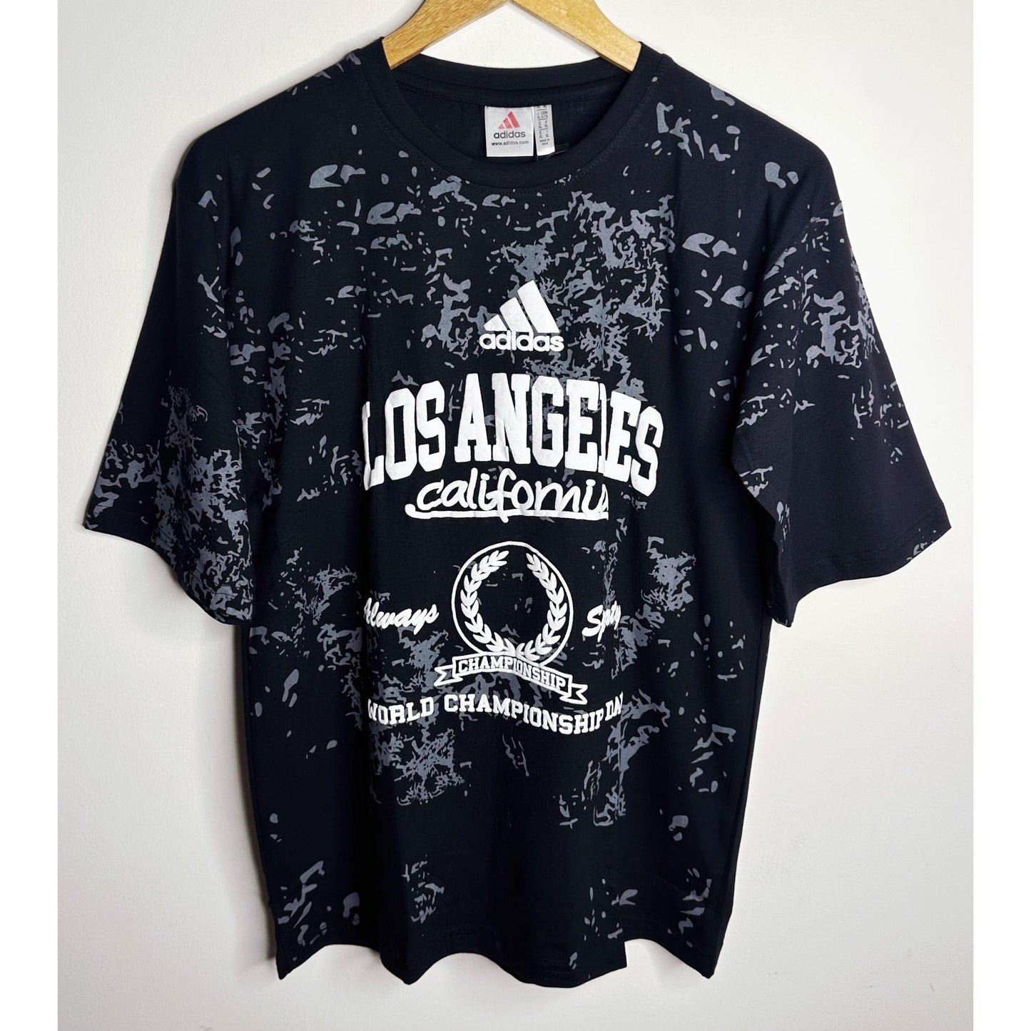 Adidas Designer Black Tee – Sporty Los Angeles Championship Edition