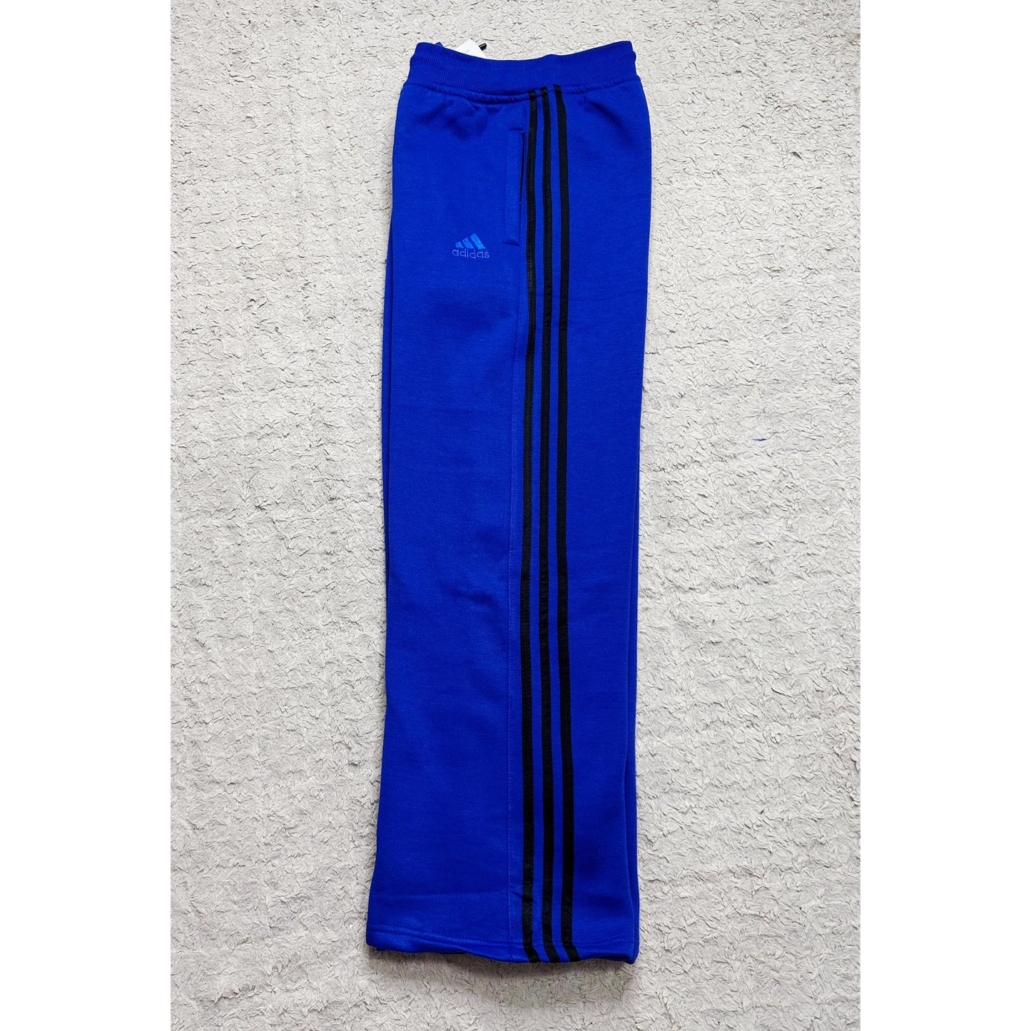 ADIDAS MEN’S PREMIUM COTTON(THREE THREADS FLES)TRACK PANTS – BLUE WITH BLACK STRIPES | ATHLEISURE JOGGERS | COMFORT FIT SPORTSWEAR