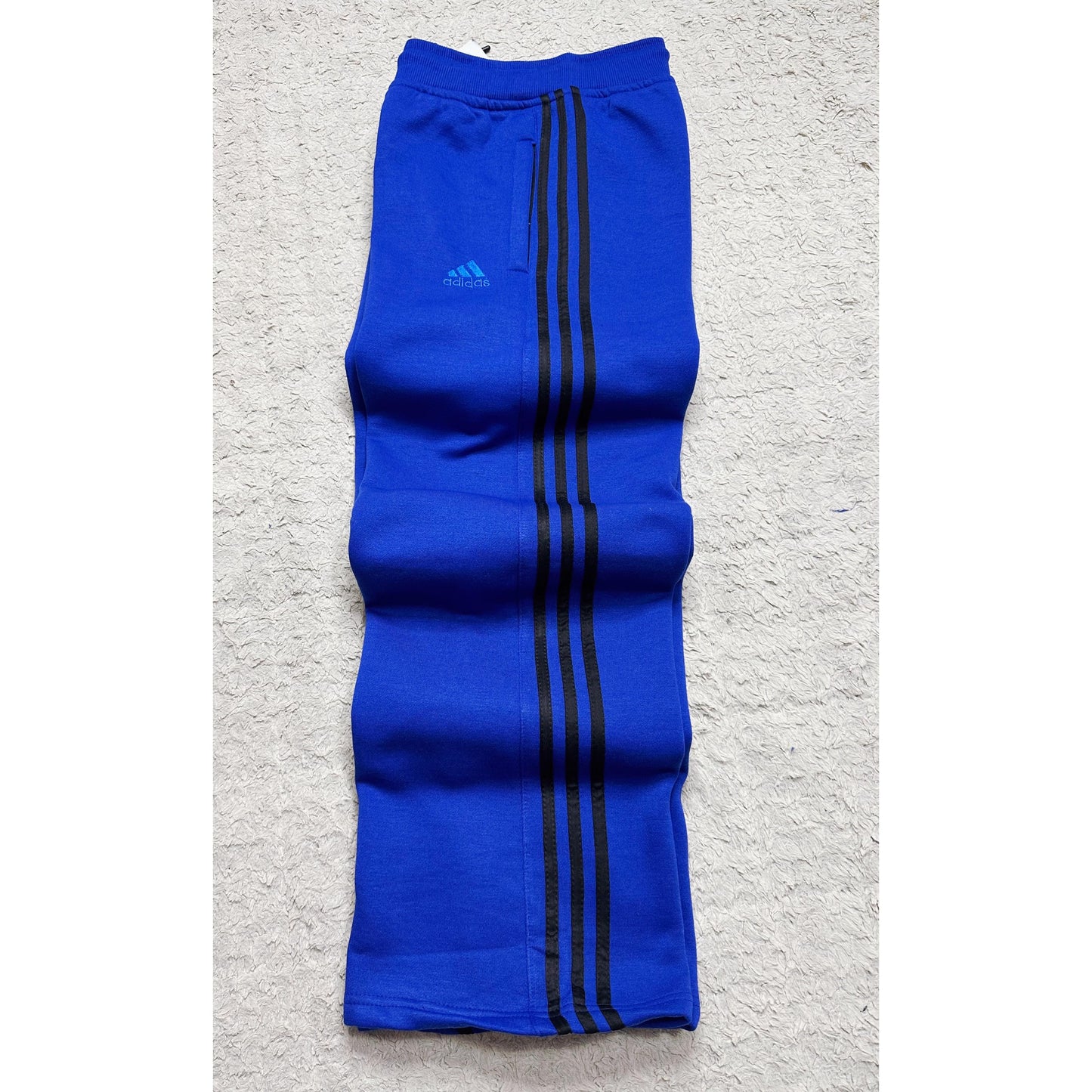 ADIDAS MEN’S PREMIUM COTTON(THREE THREADS FLES)TRACK PANTS – BLUE WITH BLACK STRIPES | ATHLEISURE JOGGERS | COMFORT FIT SPORTSWEAR