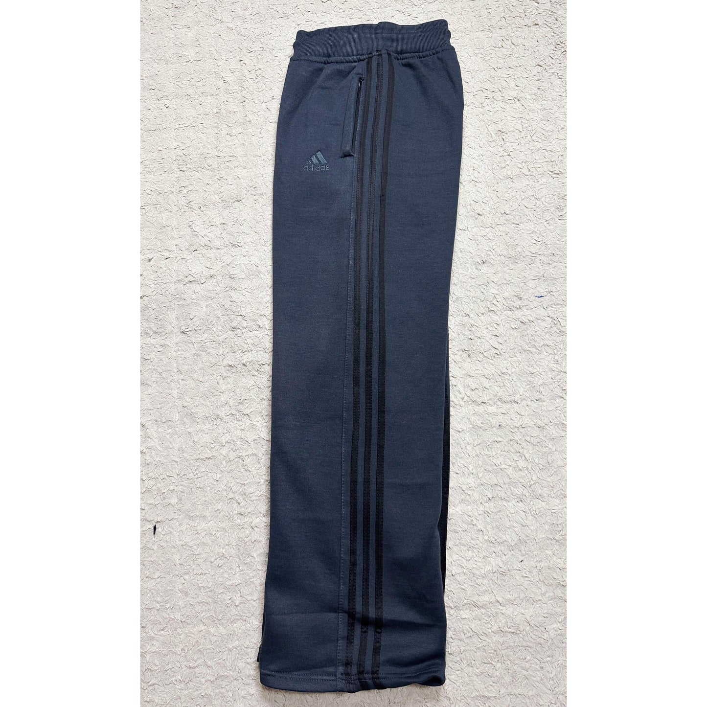 ADIDAS MEN’S PREMIUM COTTON(THREE THREADS FLES)TRACK PANTS – NAVY BLUE WITH BLACK STRIPES | ATHLEISURE JOGGERS | COMFORT FIT SPORTSWEAR