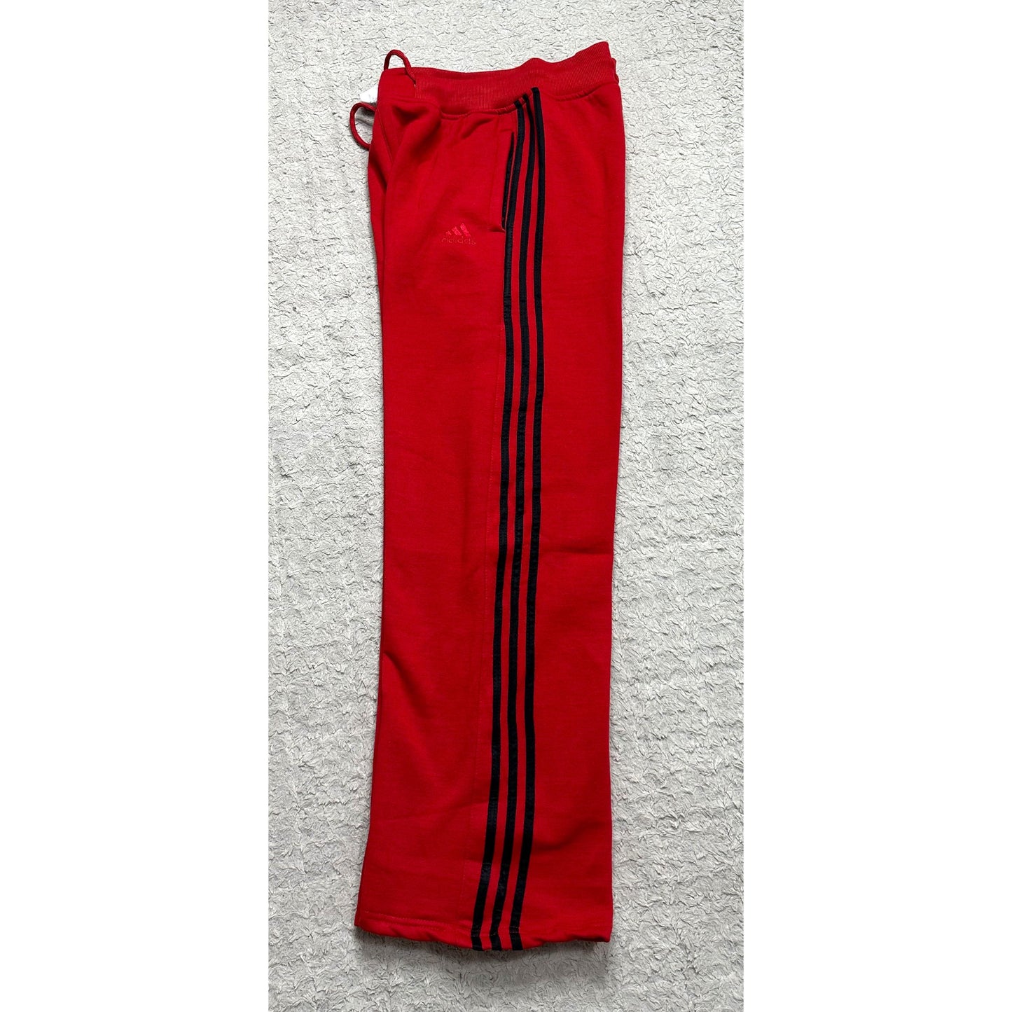 ADIDAS MEN’S PREMIUM COTTON(THREE THREADS FLES) TRACK PANTS – RED WITH BLACK STRIPES | ATHLEISURE JOGGERS | COMFORT FIT SPORTSWEAR