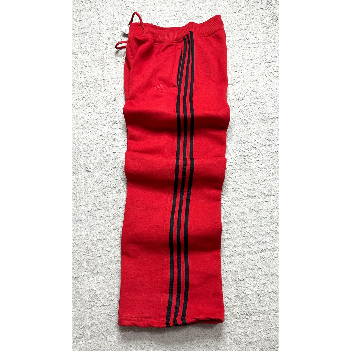 ADIDAS MEN’S PREMIUM COTTON(THREE THREADS FLES) TRACK PANTS – RED WITH BLACK STRIPES | ATHLEISURE JOGGERS | COMFORT FIT SPORTSWEAR