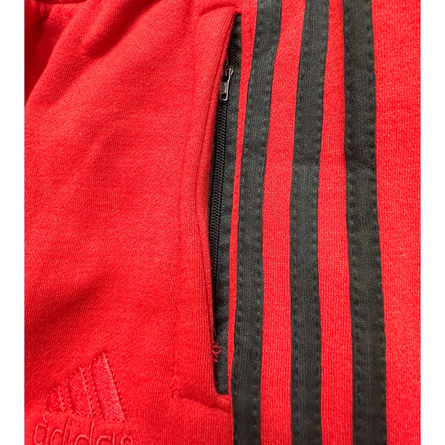 ADIDAS MEN’S PREMIUM COTTON(THREE THREADS FLES) TRACK PANTS – RED WITH BLACK STRIPES | ATHLEISURE JOGGERS | COMFORT FIT SPORTSWEAR