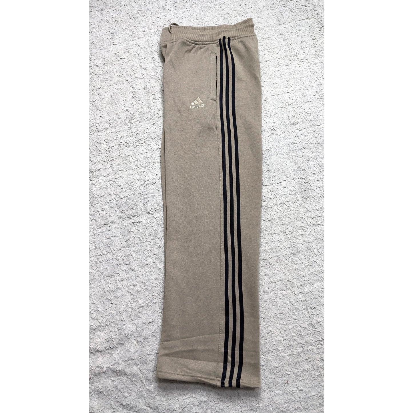 ADIDAS MEN’S PREMIUM COTTON TRACK ( 3 Threads Fles)PANTS – LIGHT BROWN WITH BLACK STRIPES | ATHLEISURE JOGGERS | COMFORT FIT SPORTSWEAR